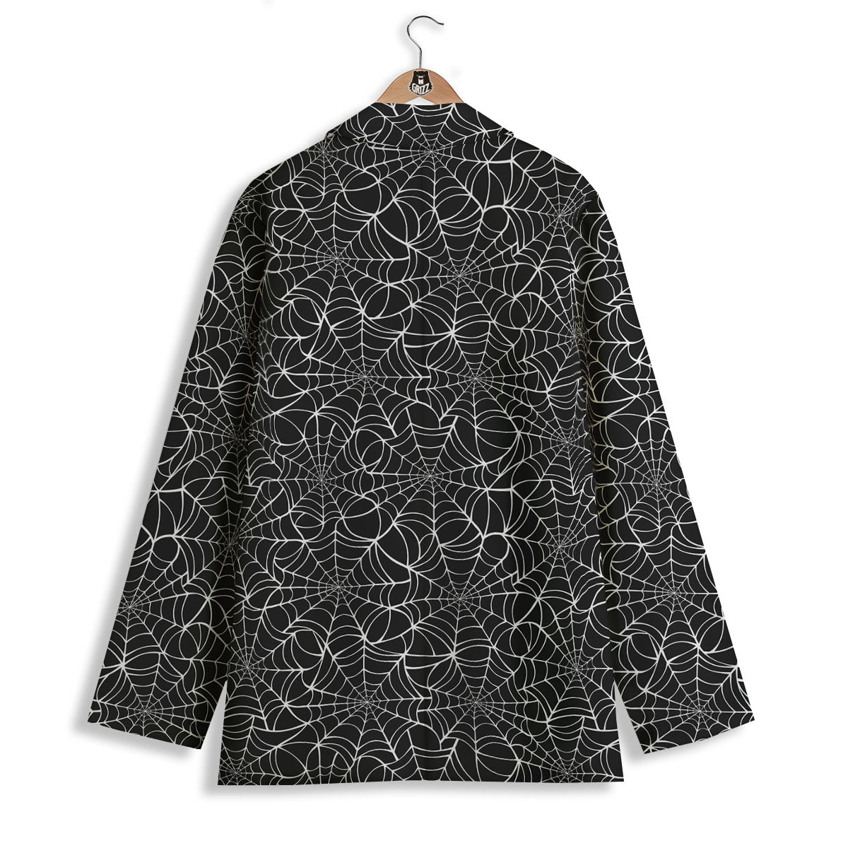 Spider Web White And Black Print Pattern Women's Blazer-grizzshop