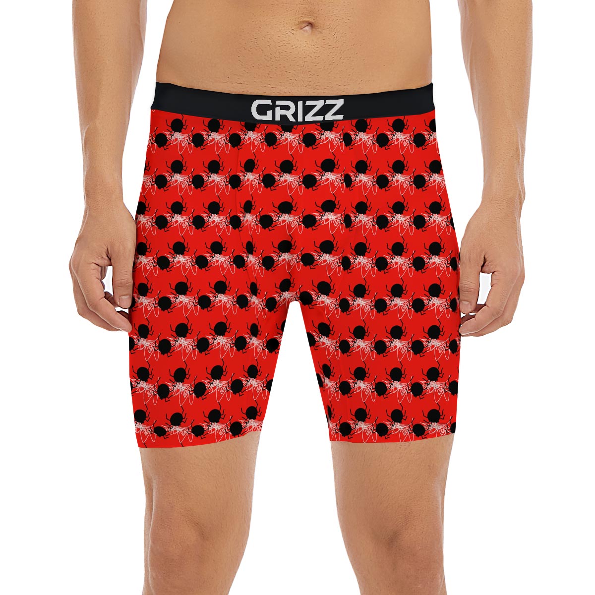 Spider Web White And Red Print Pattern Boxer Briefs-grizzshop
