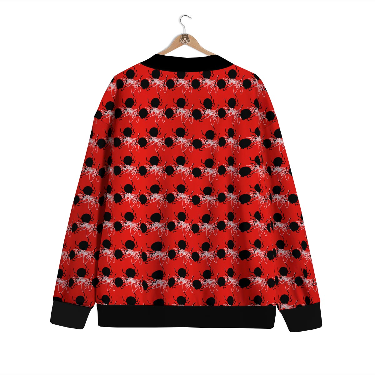 Spider Web White And Red Print Pattern Cardigan-grizzshop