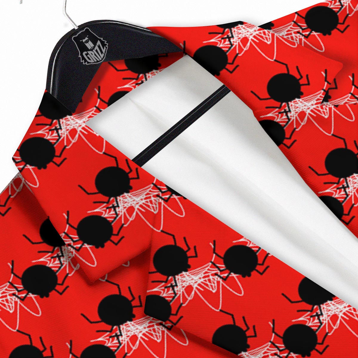 Spider Web White And Red Print Pattern Men's Sport Coat-grizzshop