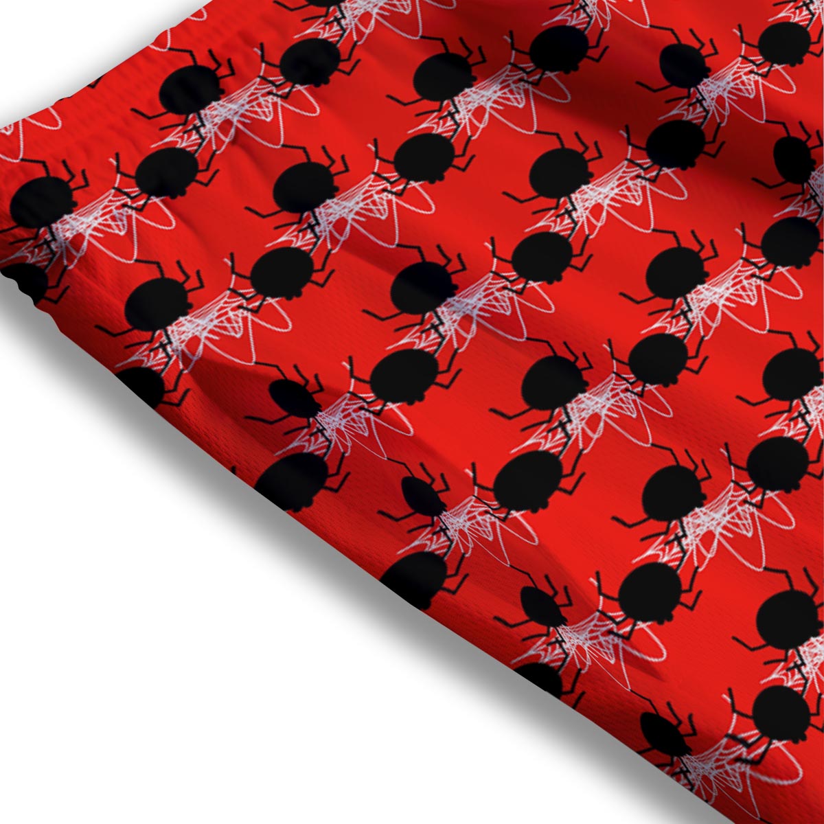 Spider Web White And Red Print Pattern Mesh Shorts
