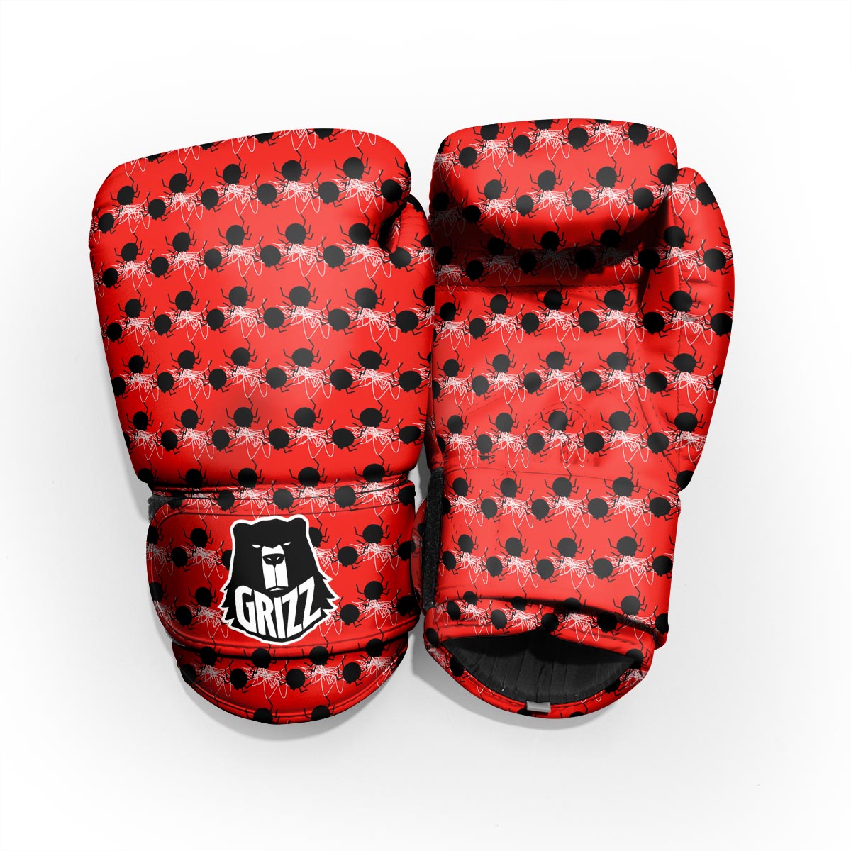 Spider Web White And Red Print Pattern Pro Boxing Glove