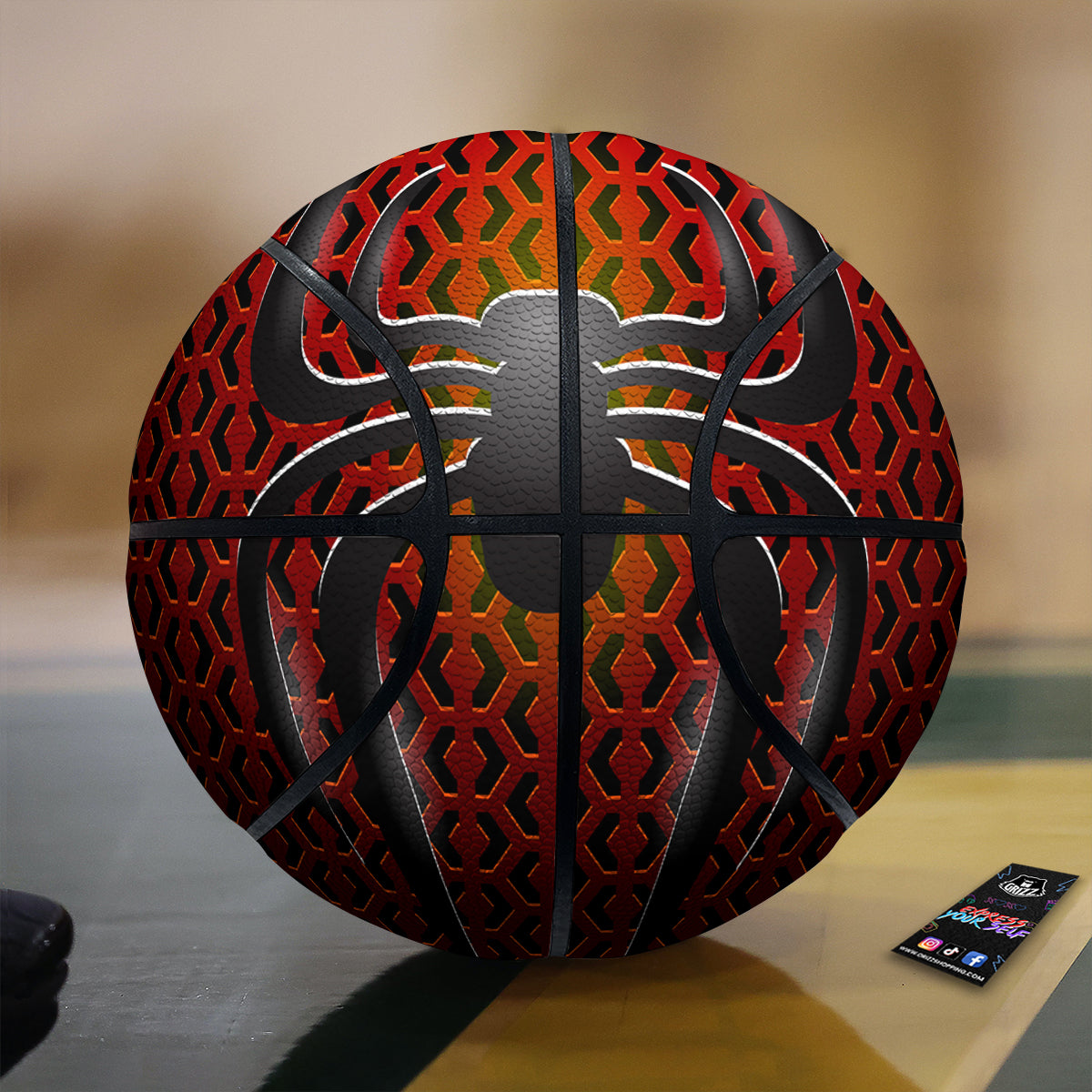 Spider Icon on Red Metal Print Basketball