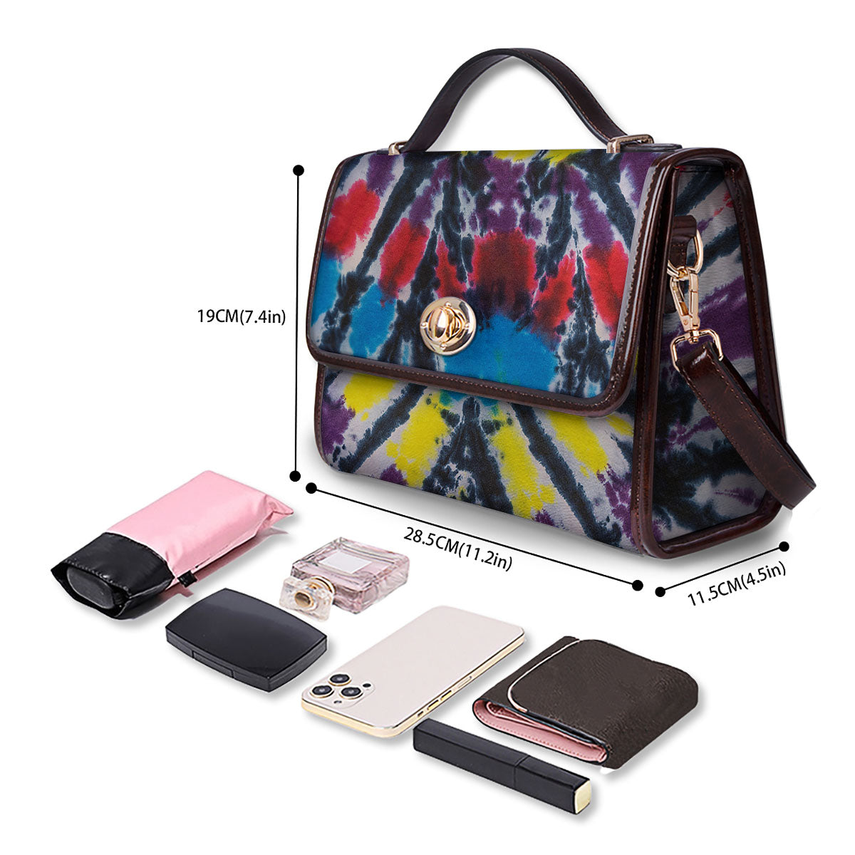 Spider Tie Dye Blue And Red Print Women's Satchel Bag