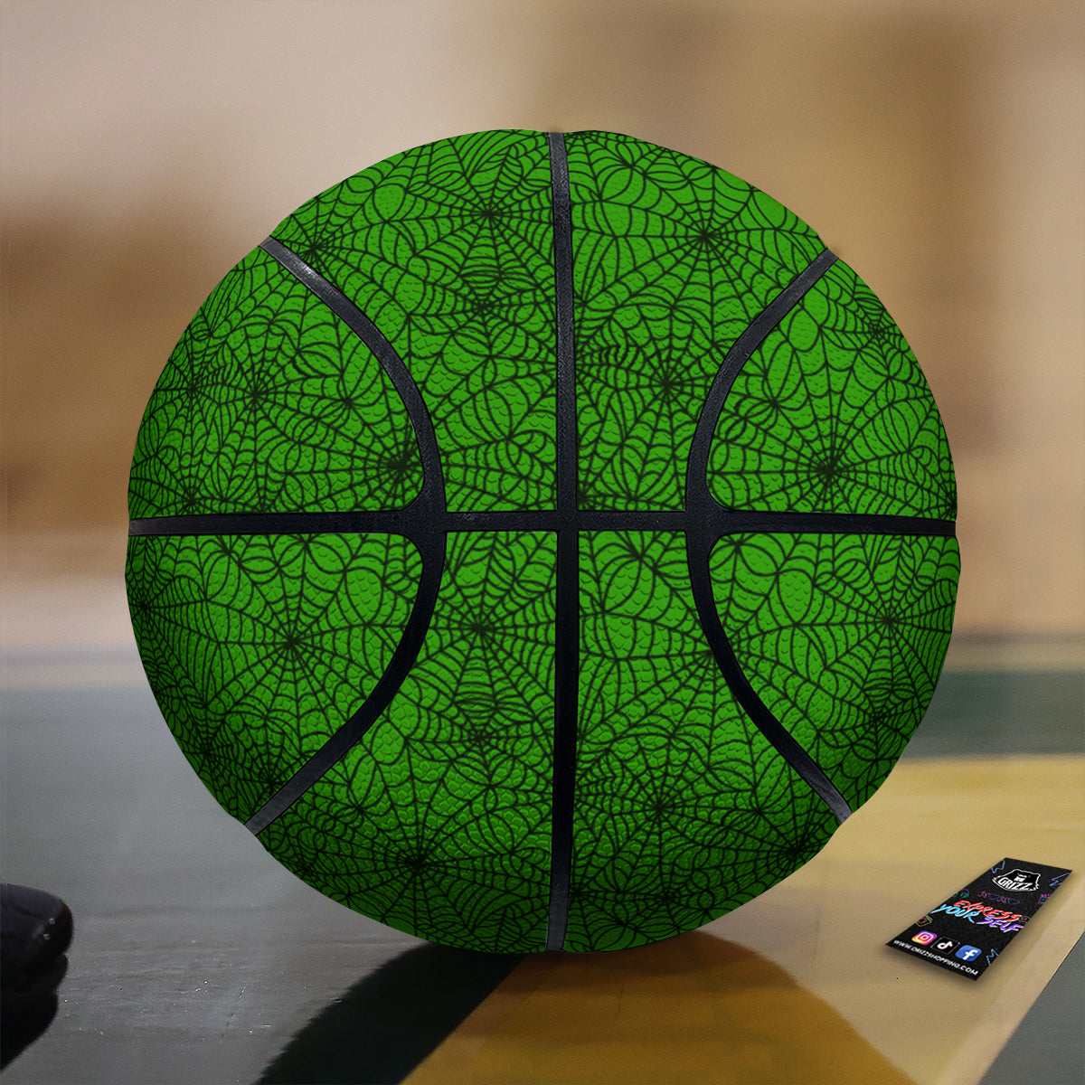 Spider Web Green And Black Print Pattern Basketball