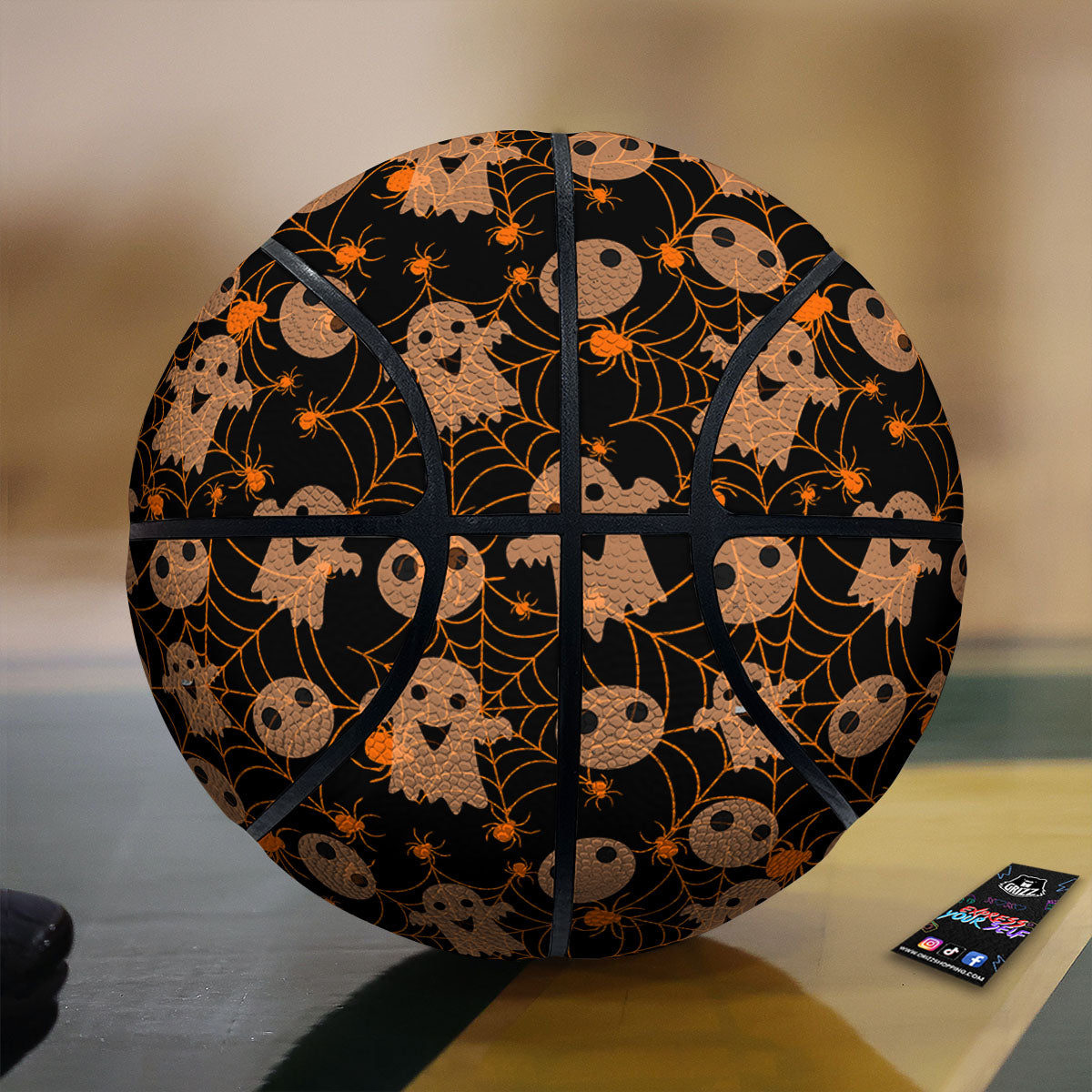 Spider Web Halloween Print Pattern Basketball