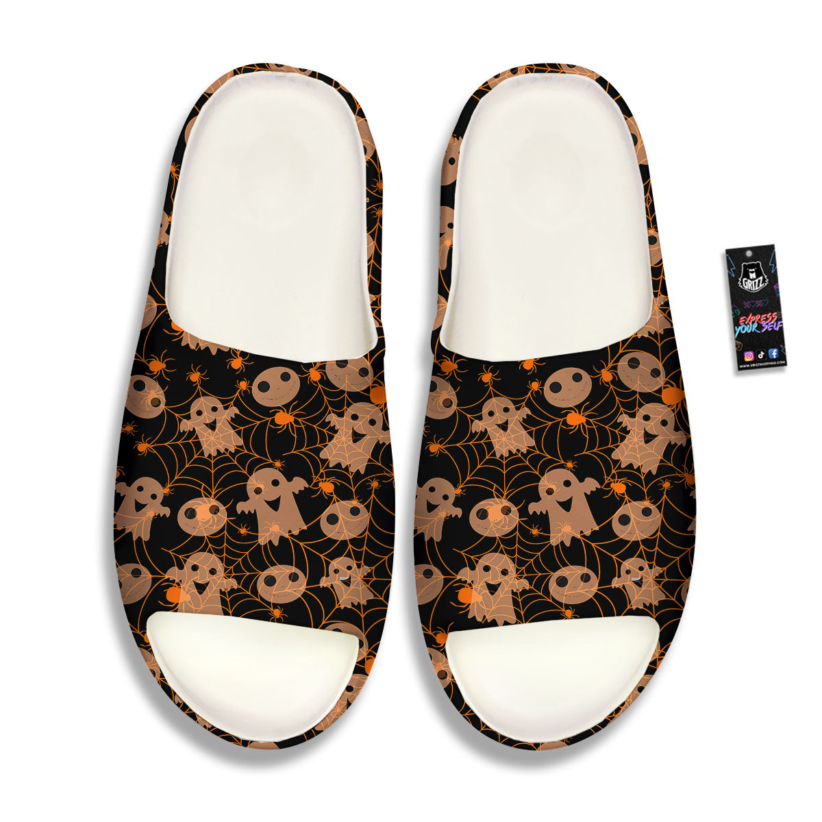 Spider Web Halloween Print Pattern Sandals-grizzshop
