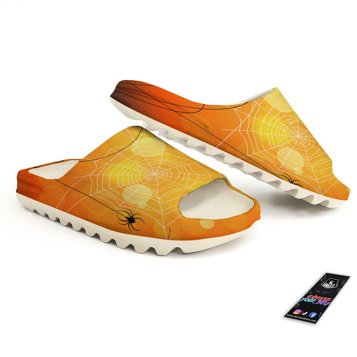 Spider Web Halloween Print Sandals-grizzshop