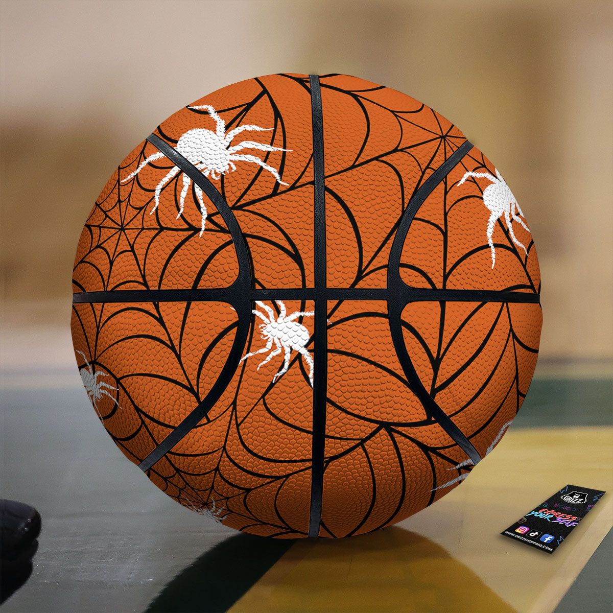 Spider Web Orange And Black Print Basketball