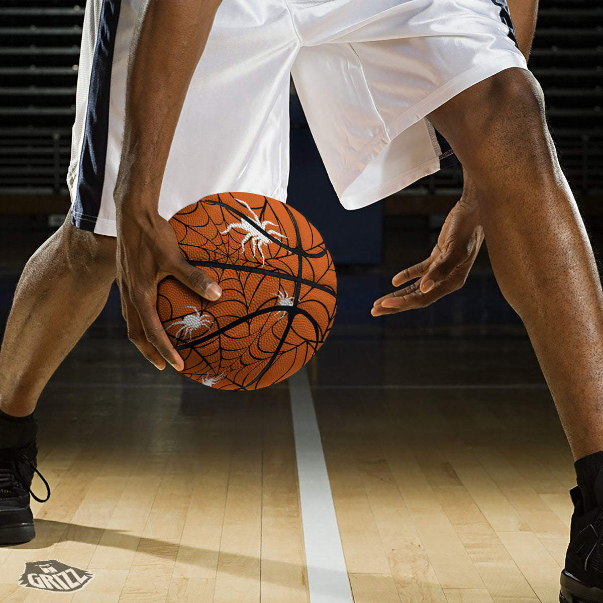 Spider Web Orange And Black Print Basketball