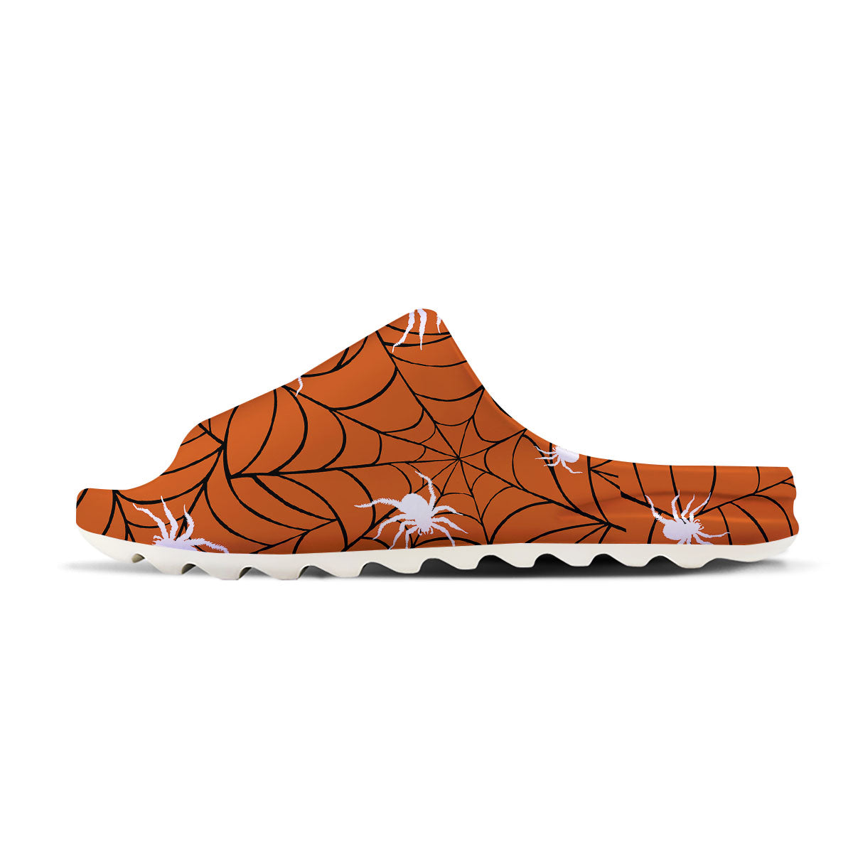 Spider Web Orange And Black Print Sandals-grizzshop