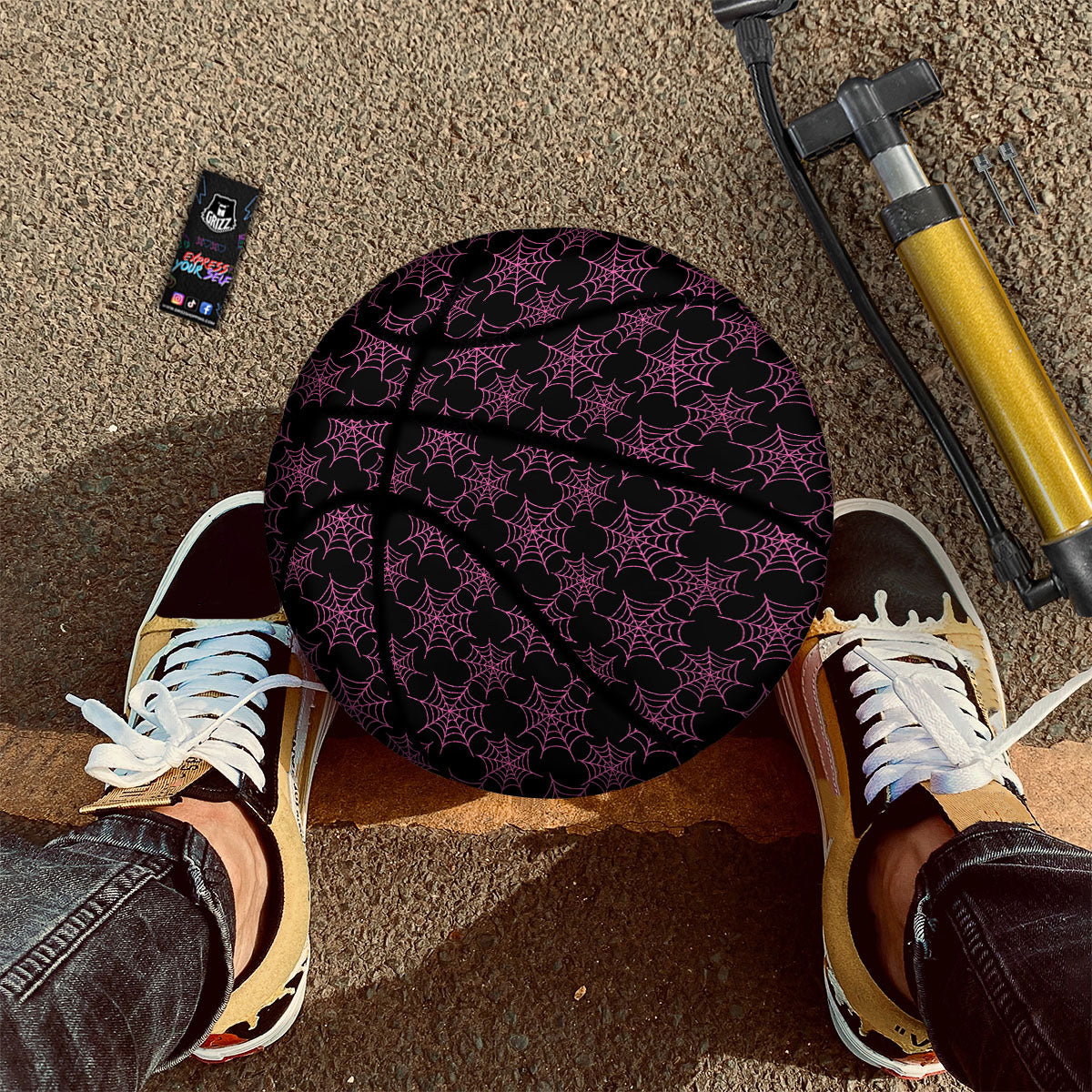 Spider Web Pink And Black Print Pattern Basketball