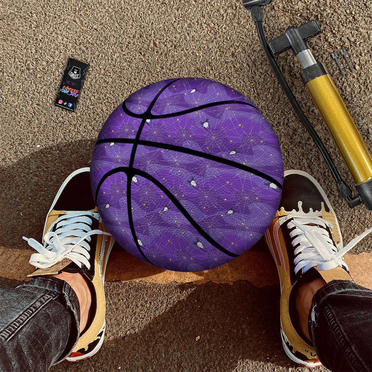 Stripe White Tiger Print Pattern Basketball