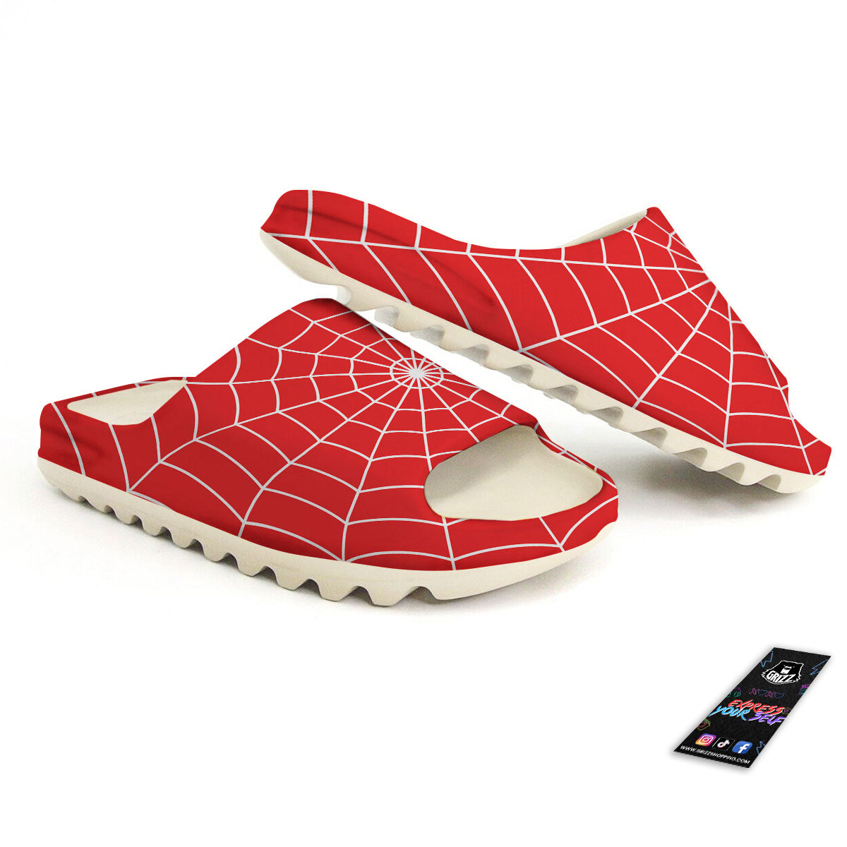 Spider Web Red Print Sandals-grizzshop