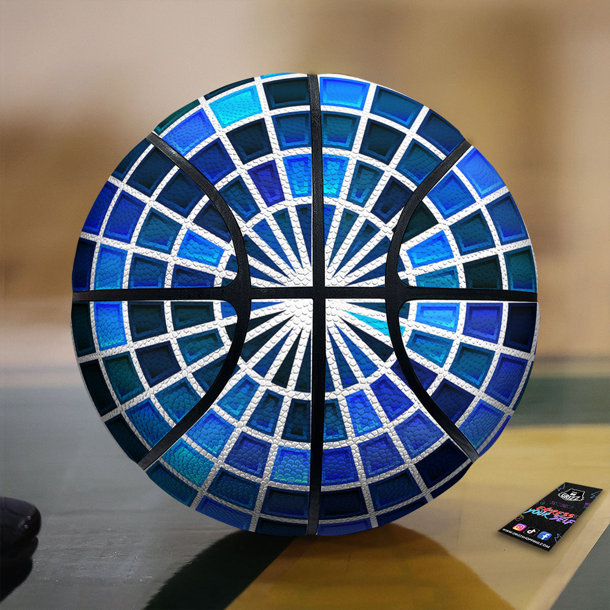 Spider Web Stained Mosaic Print Basketball