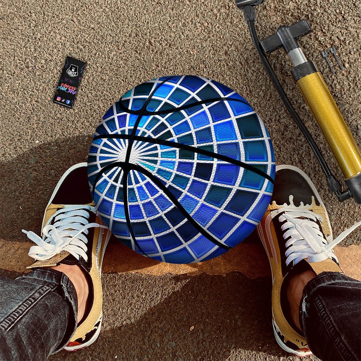 Spider Web Stained Mosaic Print Basketball
