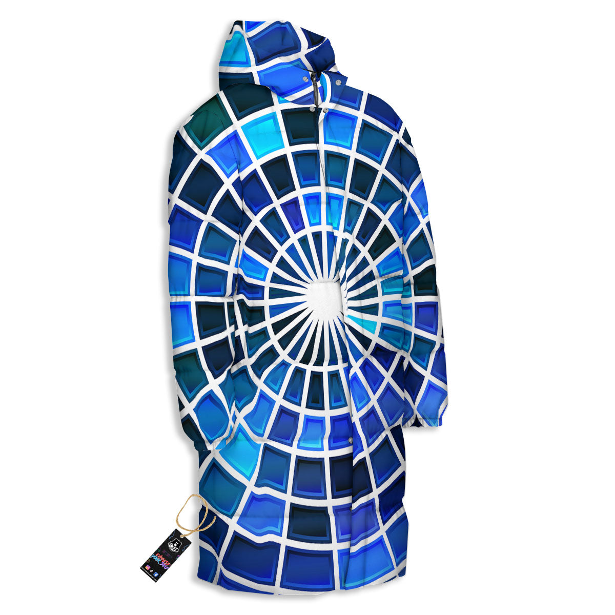Spider Web Stained Mosaic Print Long Down Jacket