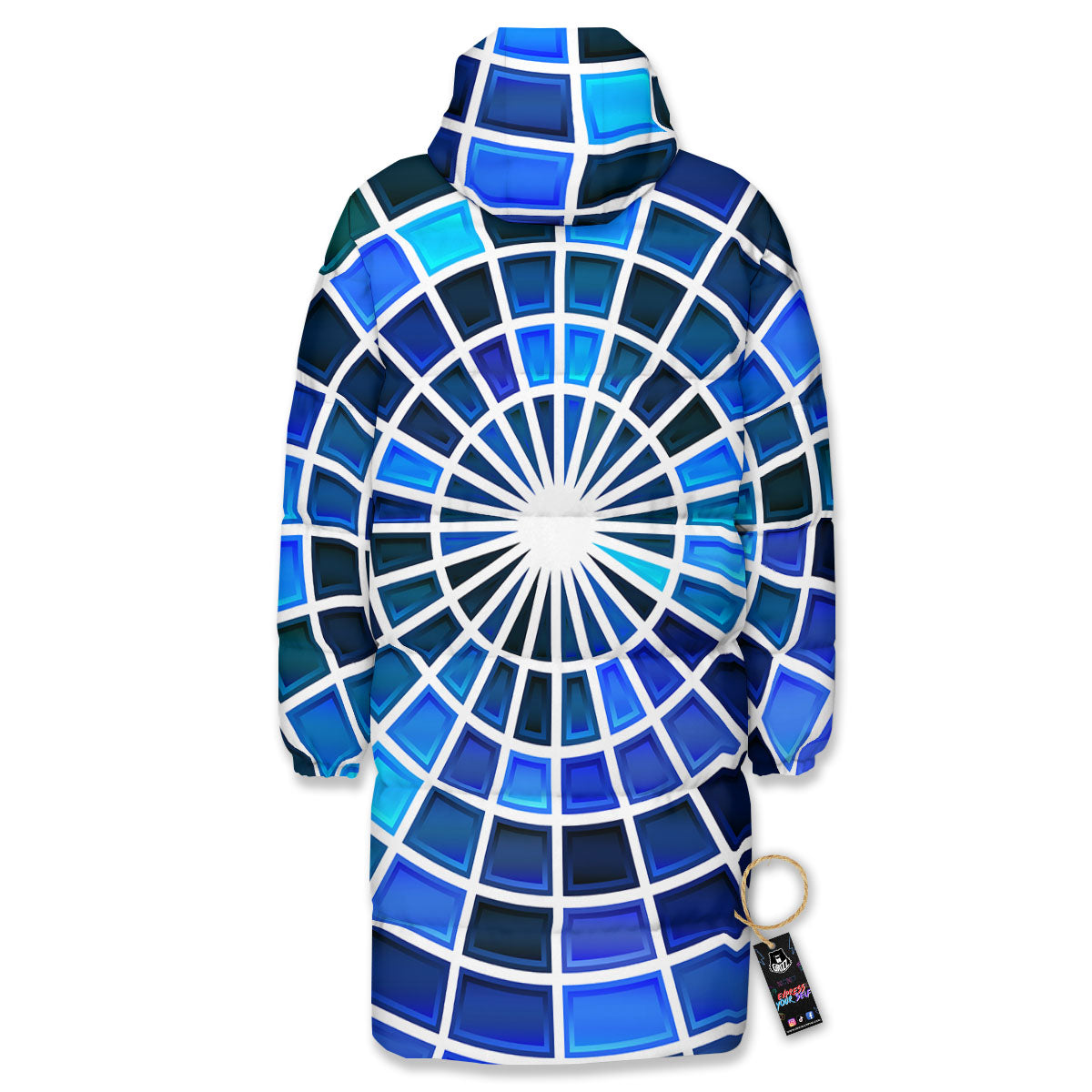 Spider Web Stained Mosaic Print Long Down Jacket