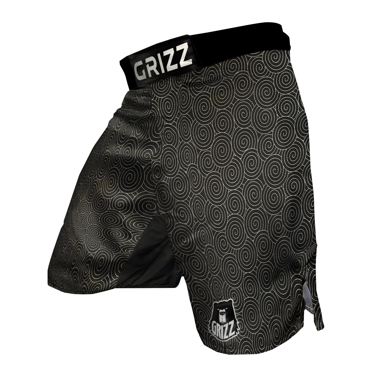 Spiral Black Print Pattern MMA Shorts-grizzshop