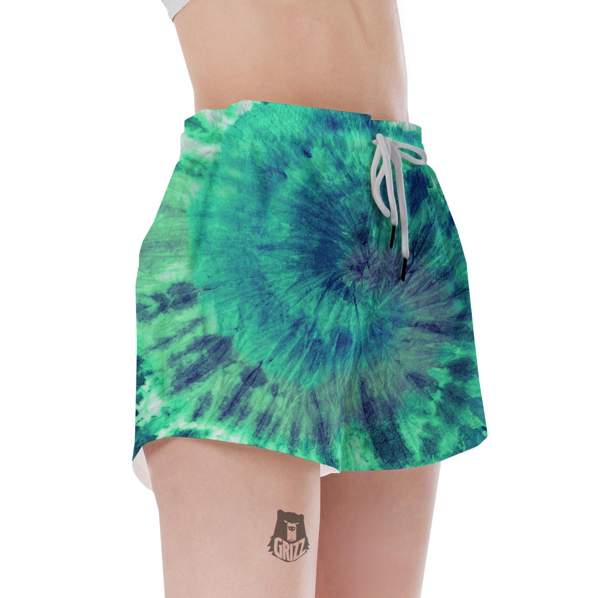Spiral Green Tie Dye Women's Shorts-grizzshop