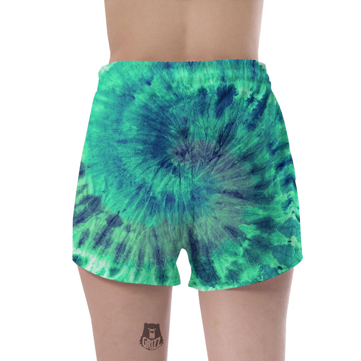 Spiral Green Tie Dye Women's Shorts-grizzshop