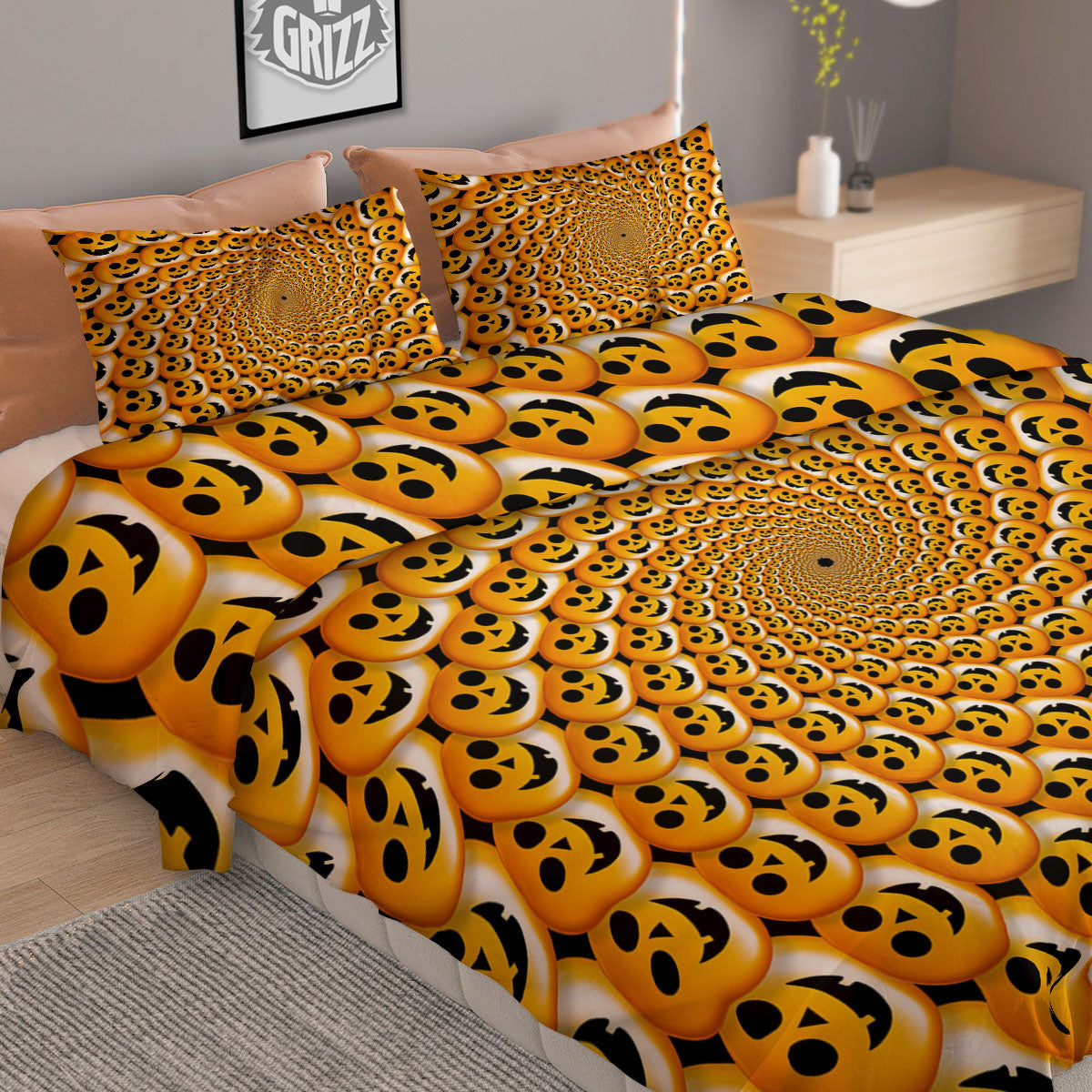 Spiral Halloween Print Duvet Cover Bedding Set
