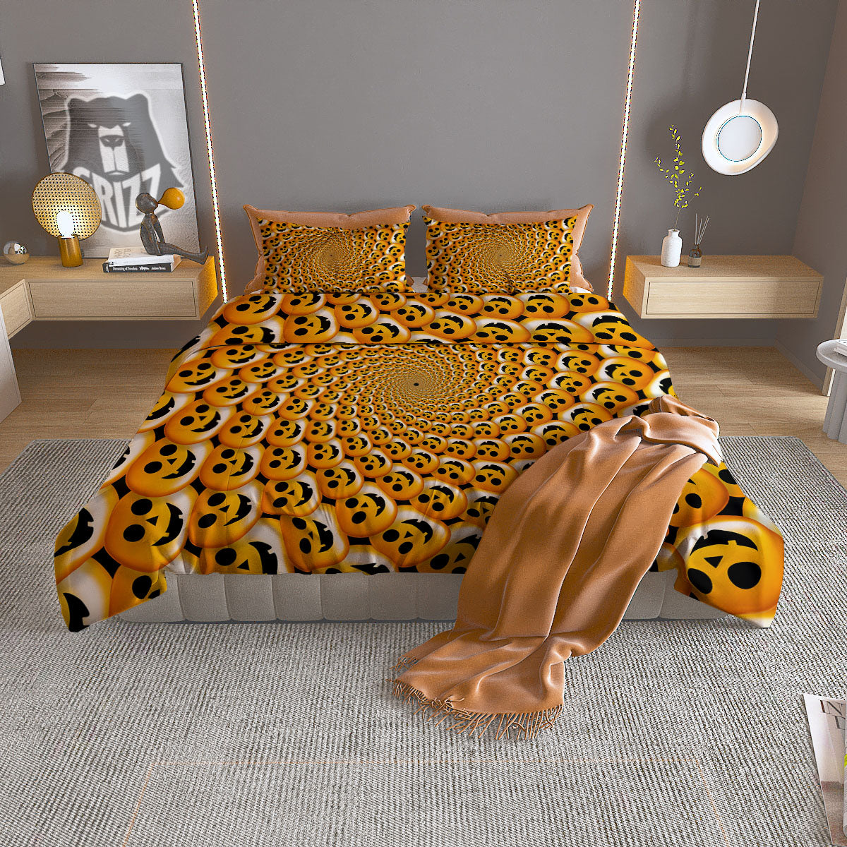 Spiral Halloween Print Duvet Cover Bedding Set