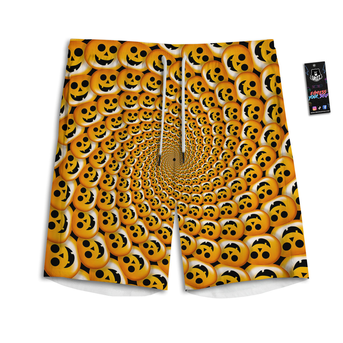 Spiral Halloween Print Men's Athletic Shorts