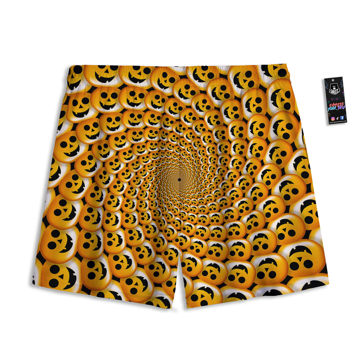 Spiral Halloween Print Mesh Shorts