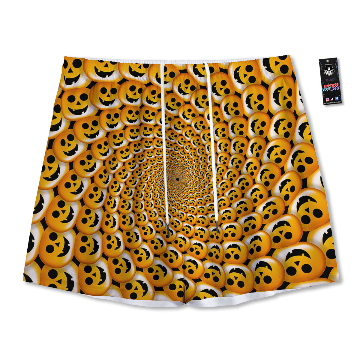 Spiral Halloween Print Mesh Shorts