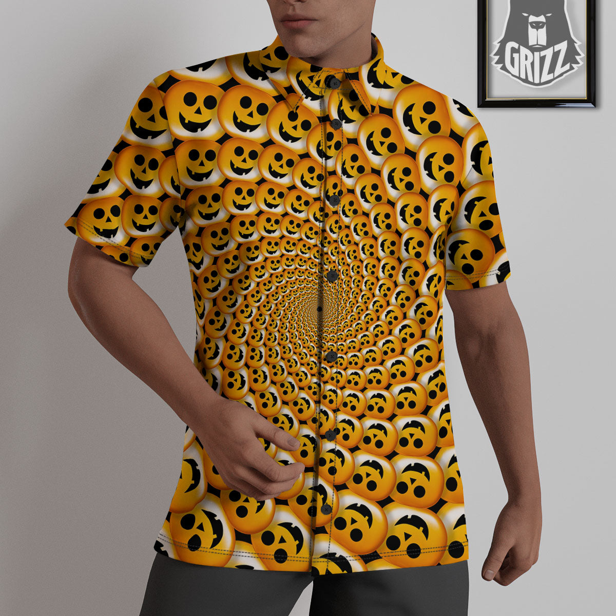 Spiral Halloween Print Untucked Shirts-grizzshop