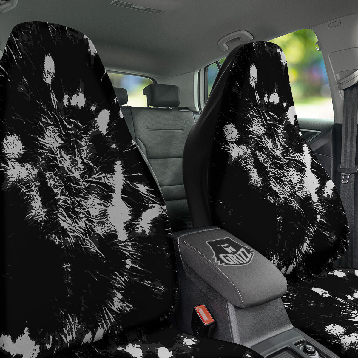 Spiral Tie Dye Black Backed Print Car Seat Covers-grizzshop