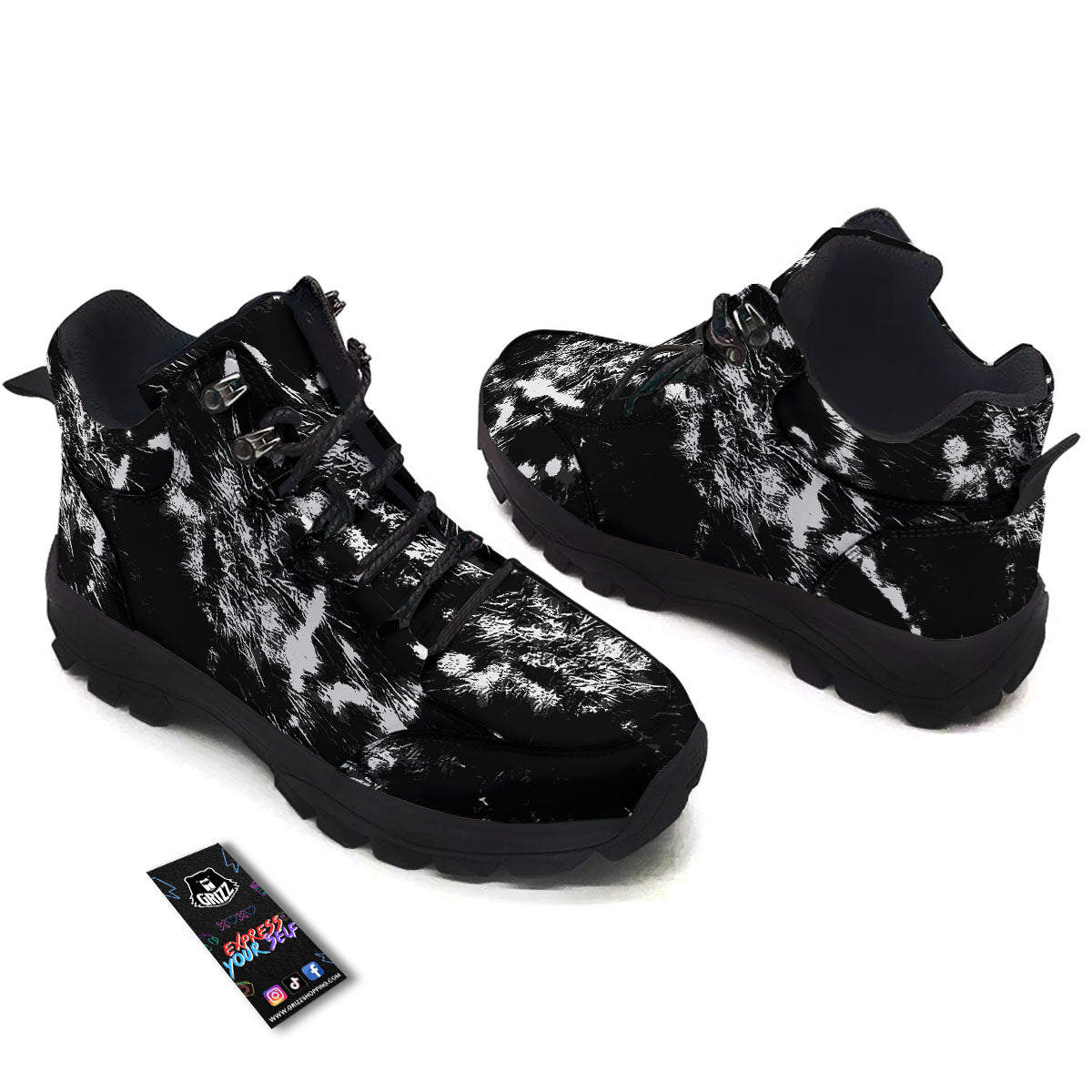 Spiral Tie Dye Black Backed Print Hiking Shoes-grizzshop