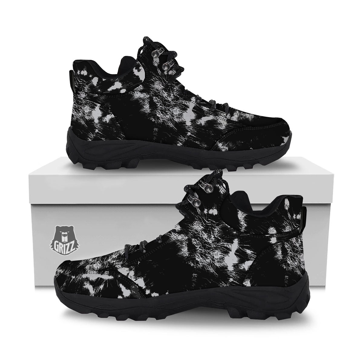 Spiral Tie Dye Black Backed Print Hiking Shoes-grizzshop