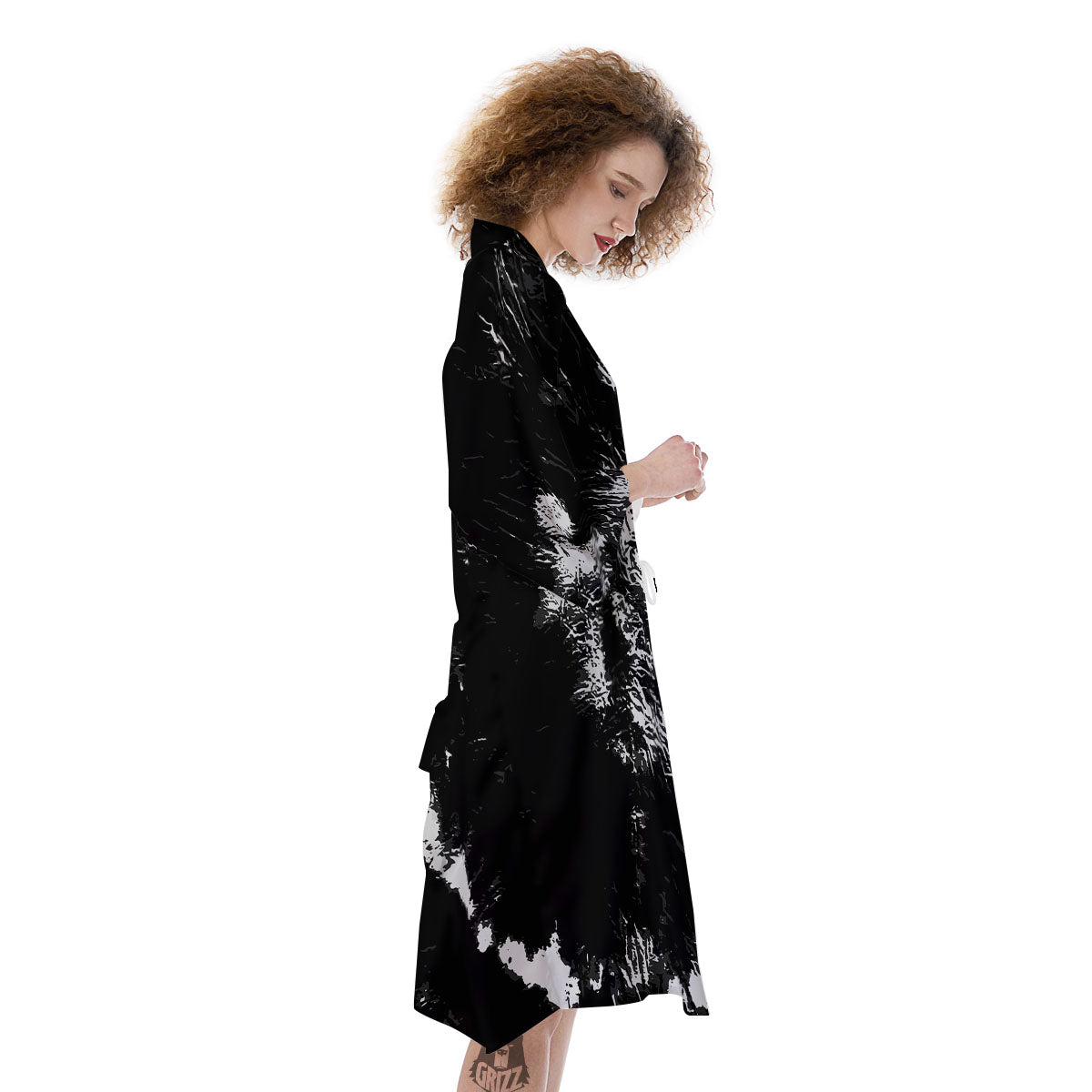 Spiral Tie Dye Black Backed Print Kimono-grizzshop