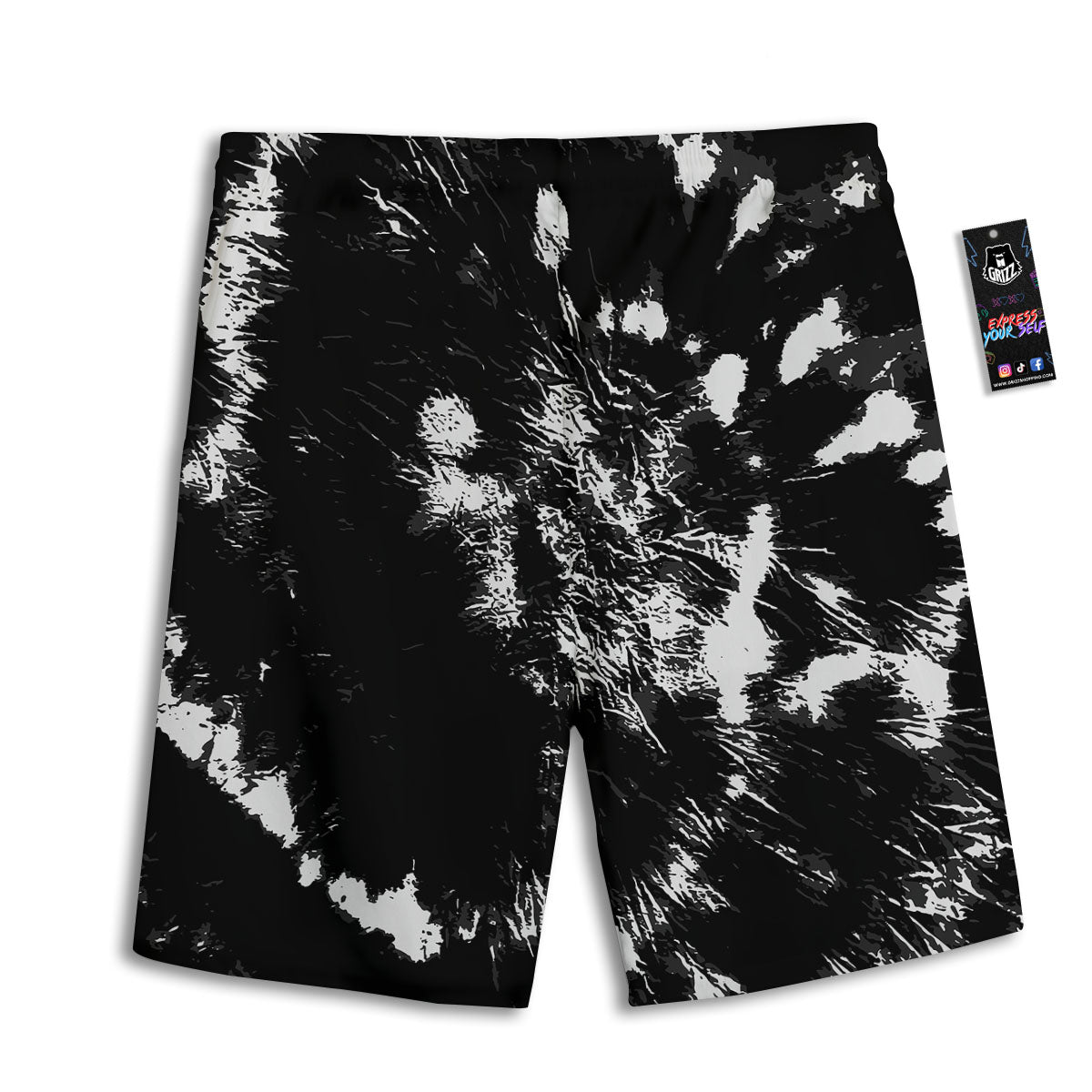 Spiral Tie Dye Black Backed Print Men's Athletic Shorts