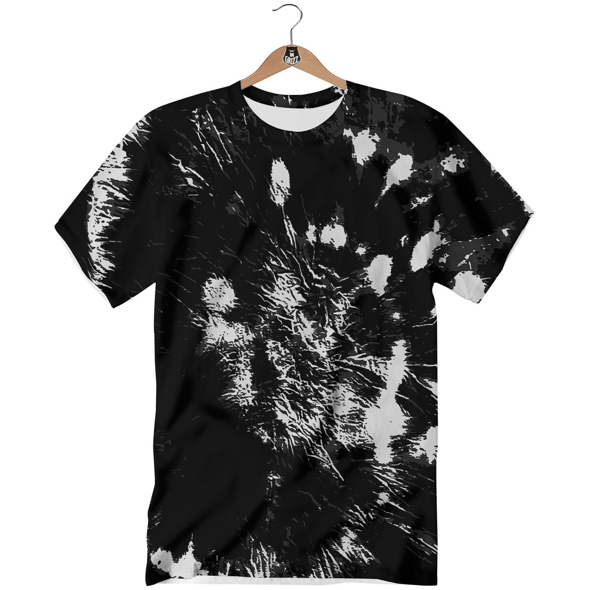 Spiral Tie Dye Black Backed Print T-Shirt-grizzshop