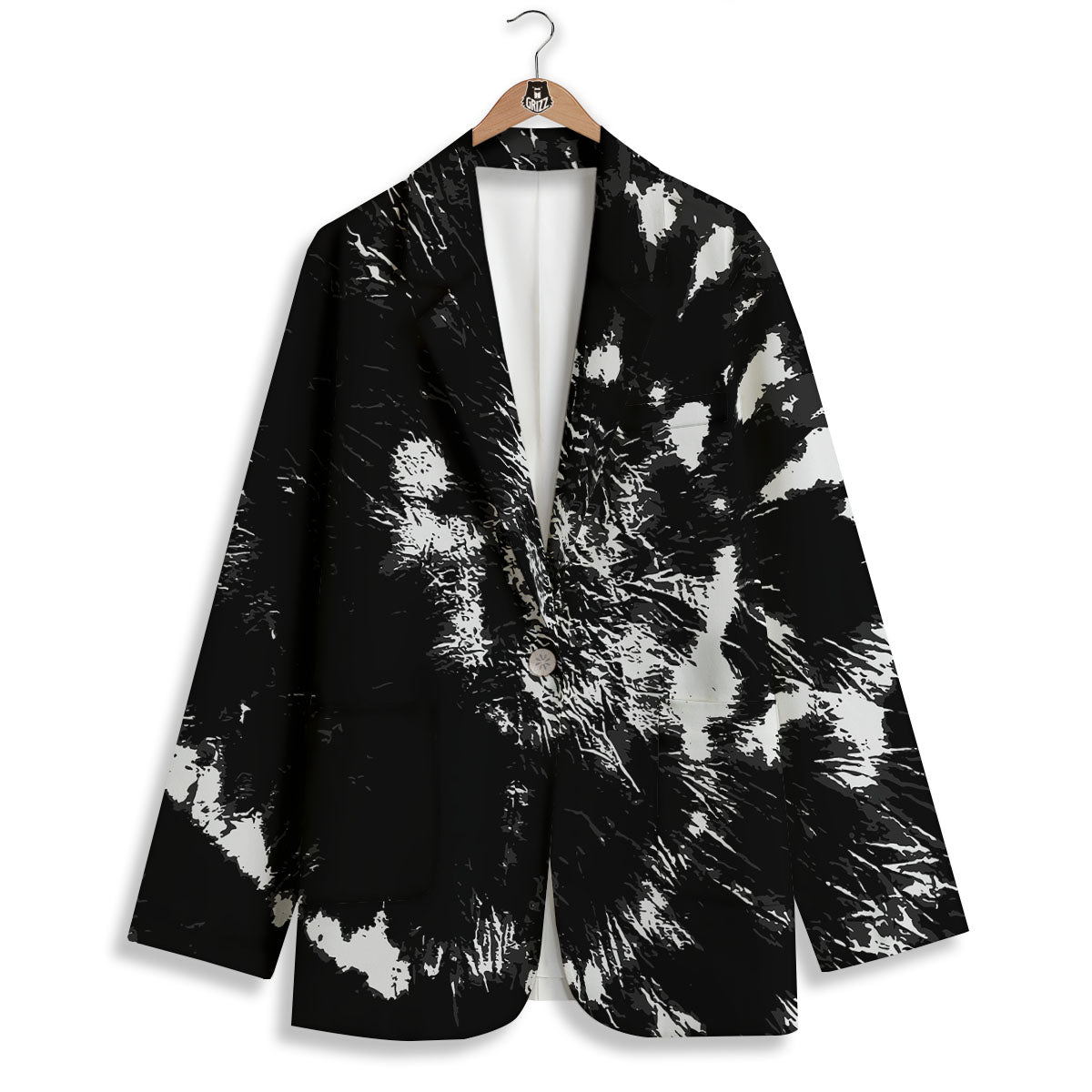 Spiral Tie Dye Black Backed Print Women's Blazer-grizzshop