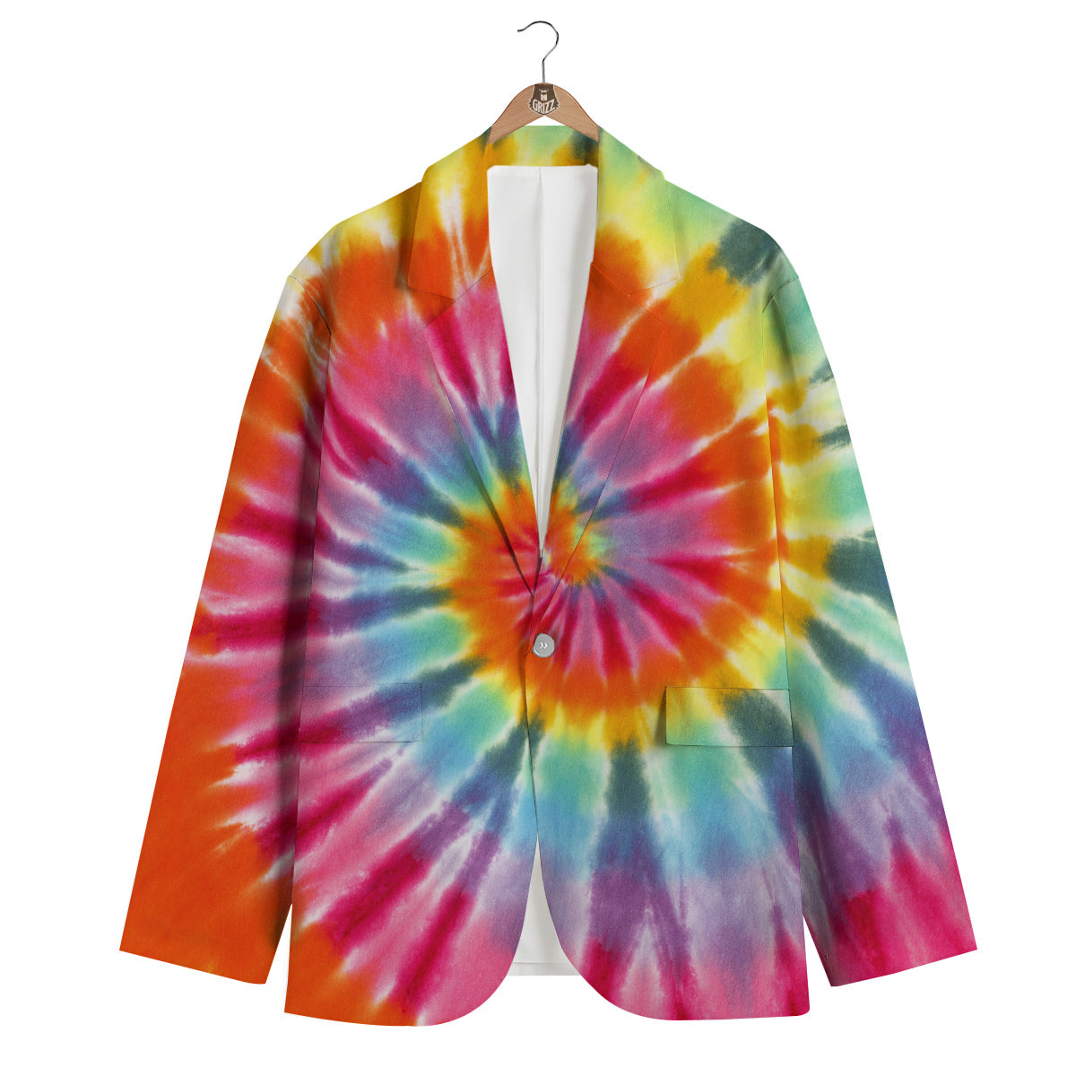 Spiral Tie Dye Print Men's Blazer-grizzshop