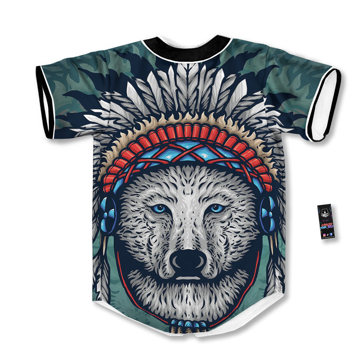 Spirit Animal Native American Wolf Print Baseball Jersey-grizzshop