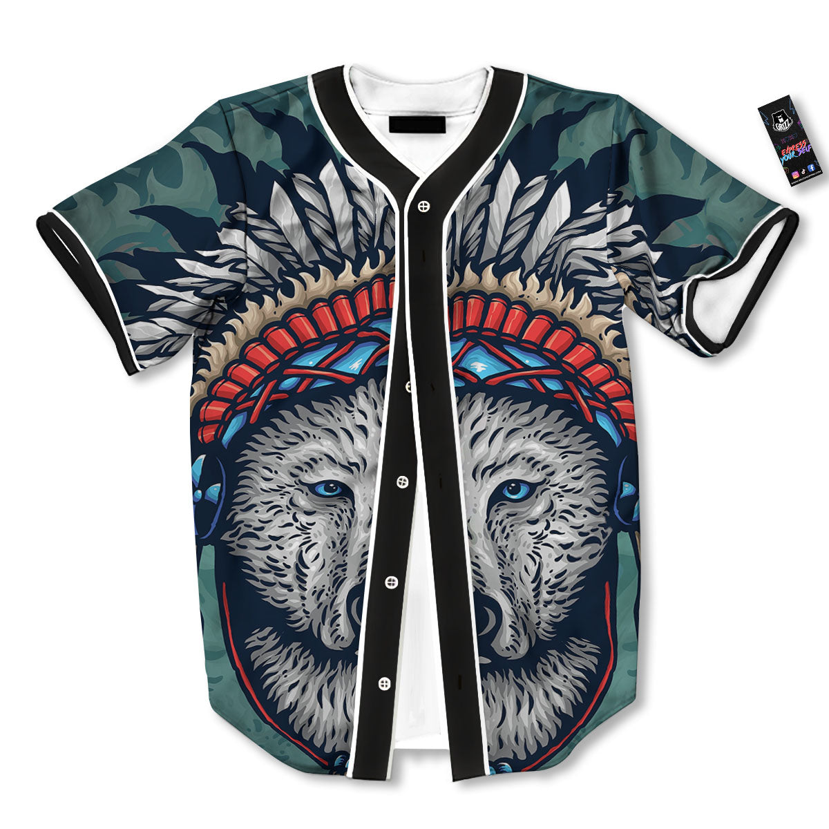 Spirit Animal Native American Wolf Print Baseball Jersey-grizzshop