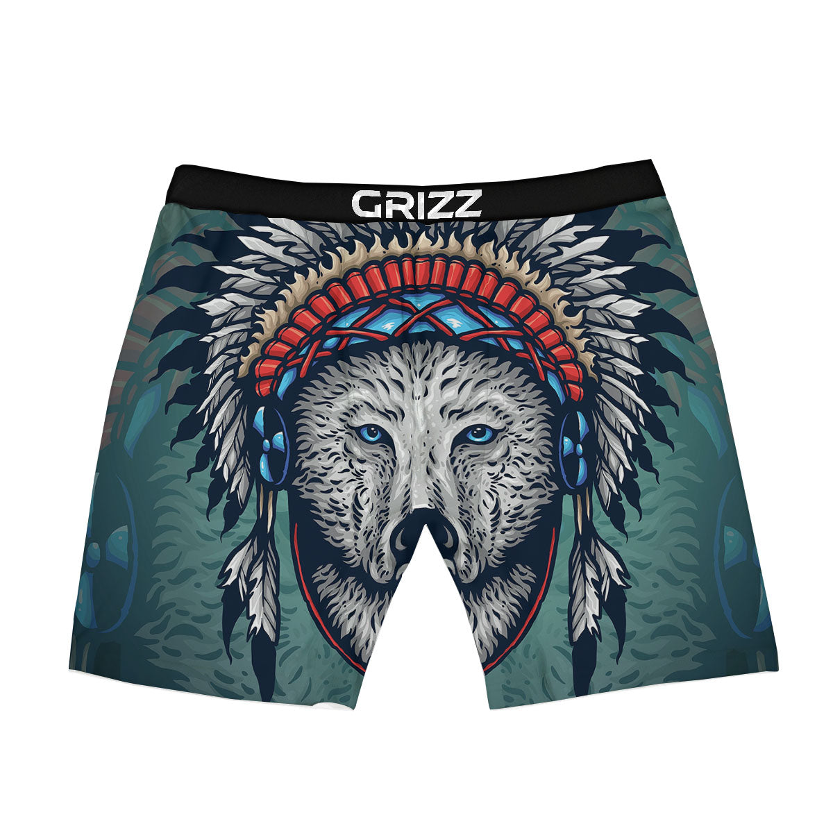 Spirit Animal Native American Wolf Print Boxer Briefs-grizzshop