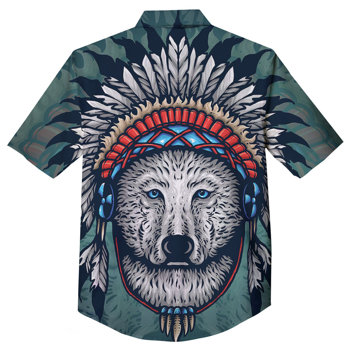 Spirit Animal Native American Wolf Print Button Up Shirt-grizzshop