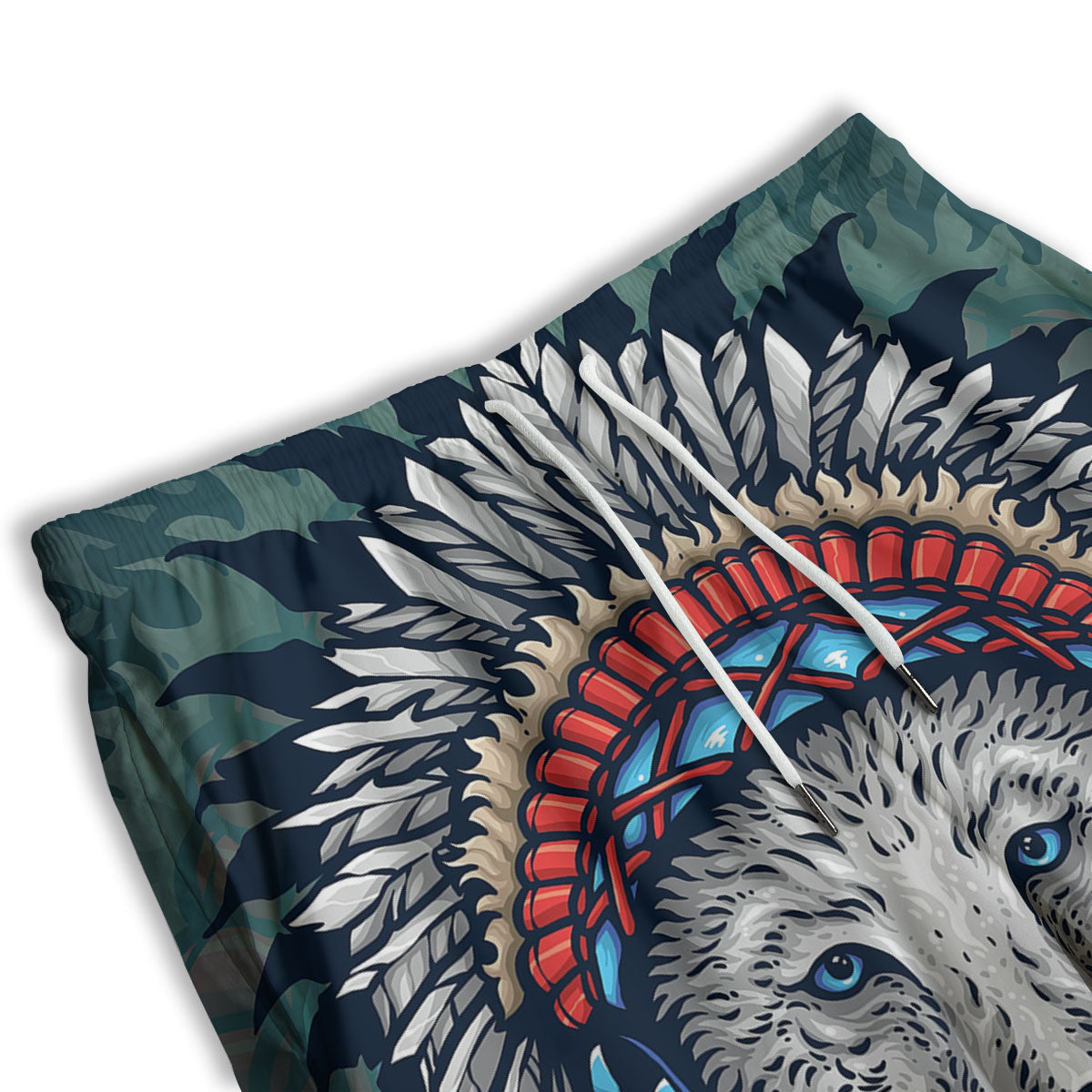 Spirit Animal Native American Wolf Print Men's Athletic Shorts