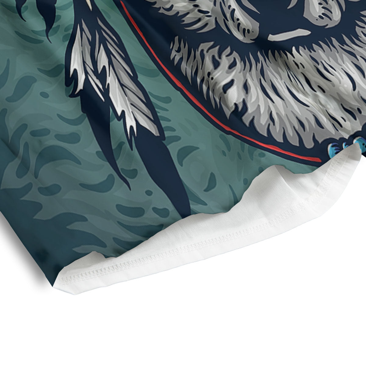 Spirit Animal Native American Wolf Print Men's Athletic Shorts