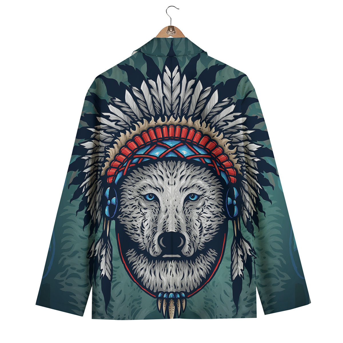 Spirit Animal Native American Wolf Print Men's Blazer-grizzshop