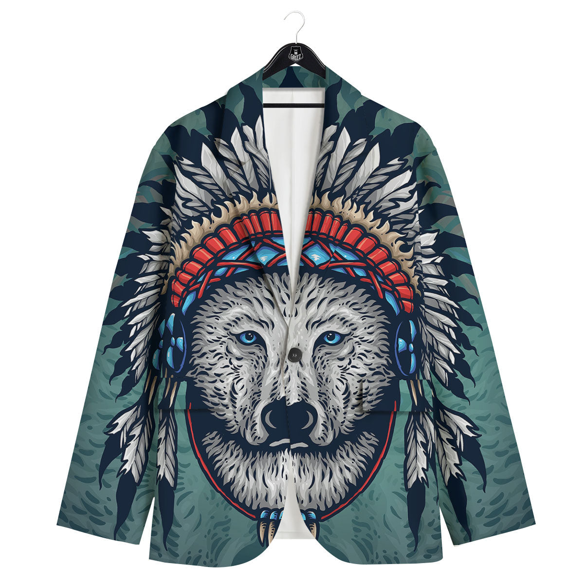 Spirit Animal Native American Wolf Print Men's Sport Coat-grizzshop