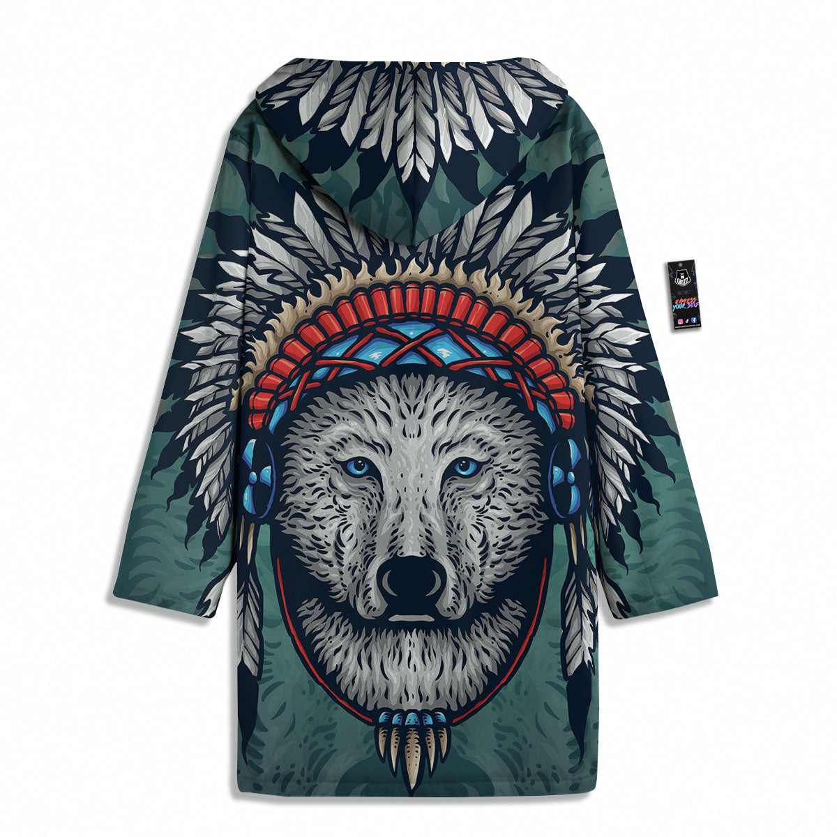 Spirit Animal Native American Wolf Print Men's Windbreaker Jacket-grizzshop