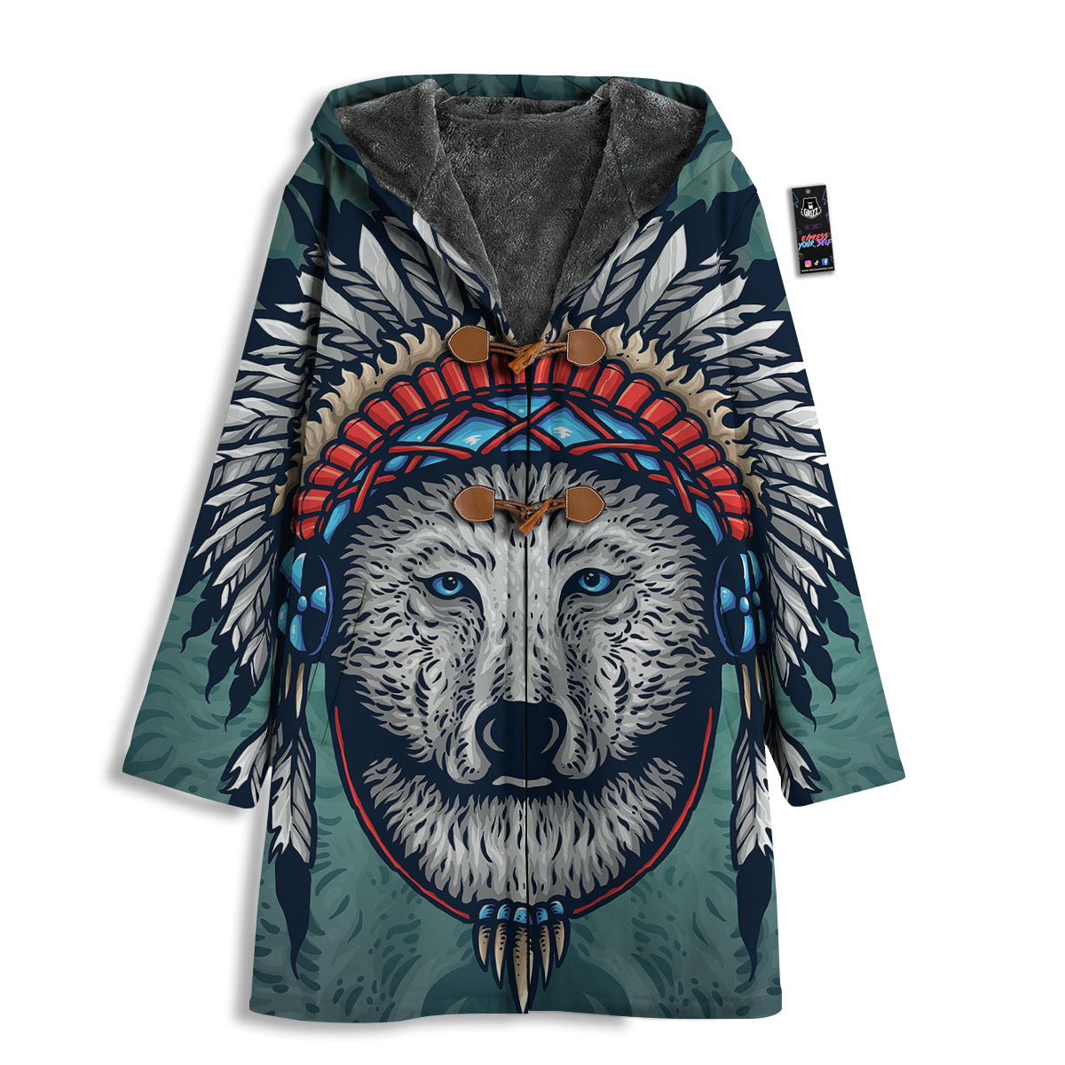 Spirit Animal Native American Wolf Print Men's Windbreaker Jacket-grizzshop