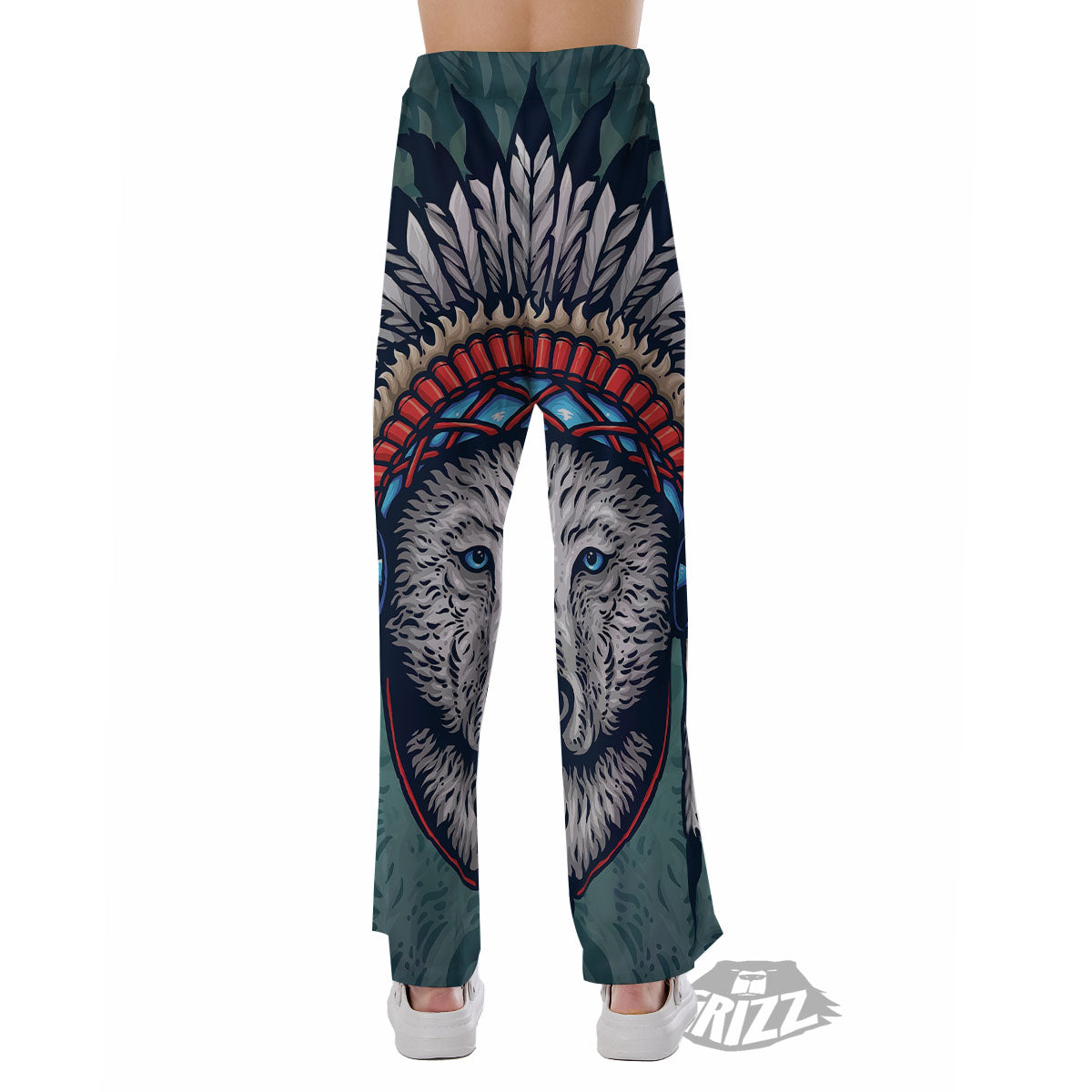 Spirit Animal Native American Wolf Print Pajama Pants-grizzshop